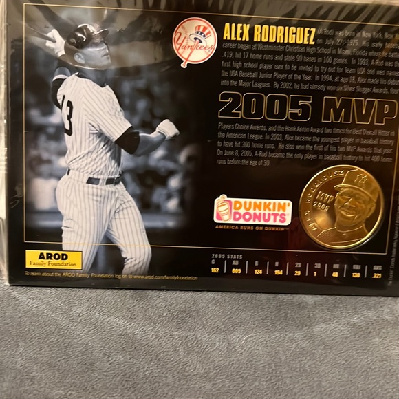 COPY - COPY - ALEX RODRIGUEZ 2005 MVP DUNKIN DONUTS LIMITED EDITION COIN SET ON - Picture 2 of 7